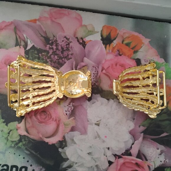 ❤️MIMI DI N 1992 VHTF 10K Gold Plated Tassel 2 Piece Belt Buckle 5 X 2 main image 5